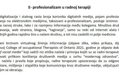 E-profesionalizam u radnoj terapiji